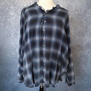 Heyson Rough-edge Check Button-Front Long-Sleeve Shirt, 3XL
